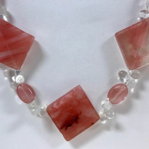 Cherry Quartz Necklace Crystal Beads.Handcrafted OOAK