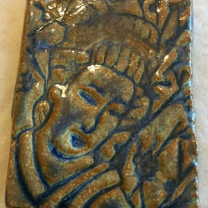 Ceramic Pendant Piece, Asian Style, OOAK, Unique, Earthy, Art Pendant, Necklace Piece
