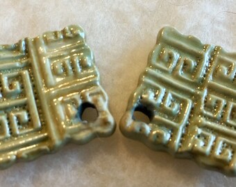 Ceramic Components, Earring Pieces, Geometric Shapes, Set of 2, Ceramic Earrings