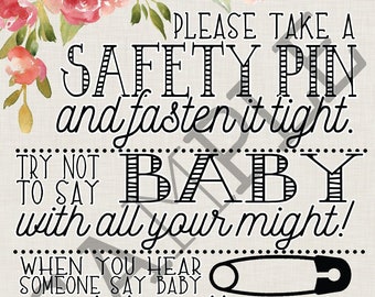 Water Color Flower BOHO Baby Girl Shower ADD-ON - Safety Pin Game