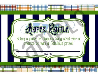Madras Baby Boy Shower Design DIAPER Raffle printable insert Add-On