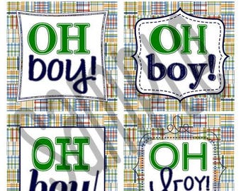 4" x 4" Madras Baby Boy Shower Design FLOWER SIGN Add-On