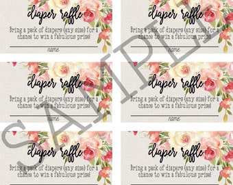 Water Color Flower BOHO Baby Girl Shower ADD-ON - Diaper Raffle