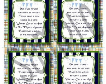 Madras Baby Boy Shower Design BOOK instead of CARD POEM insert Add-On