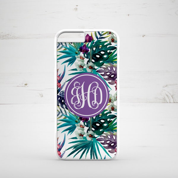 Personalised iPhone 6 Case iPhone 5c iPhone 5s iPhone 6 plus cover - monogrammed name monogram - Floral Flowers Tropical Exotic - PC0001