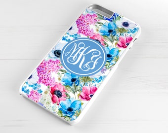 Personalised iPhone 6 Case iPhone 5c iPhone 5s iPhone 6 plus cover - monogrammed name monogram - Floral Flowers Spring Bloom - PC0004