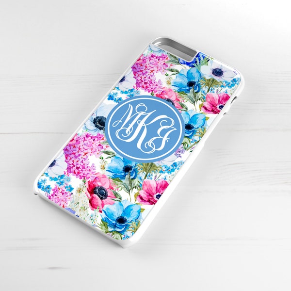 Personalised iPhone 6 Case iPhone 5c iPhone 5s iPhone 6 plus cover - monogrammed name monogram - Floral Flowers Spring Bloom - PC0004