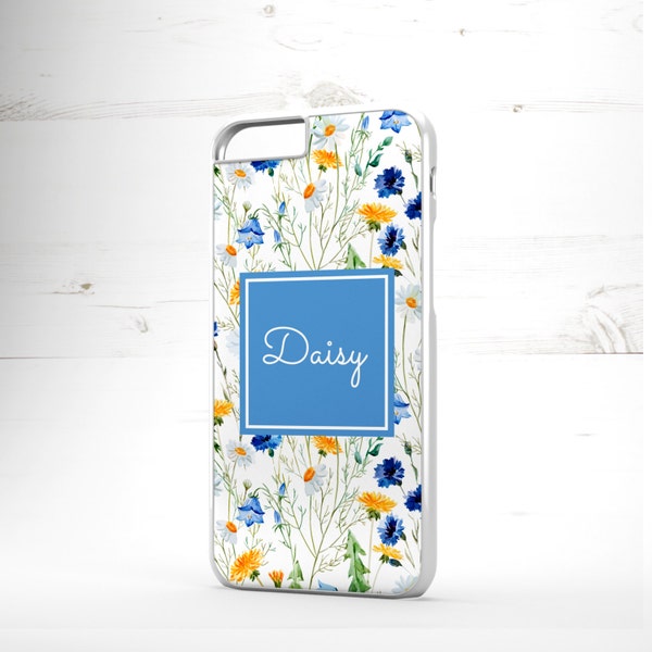 Personalised iPhone 6 Case iPhone 5c iPhone 5s iPhone 6 plus cover - monogrammed name monogram - Floral Flowers Spring Daisy - PC0005