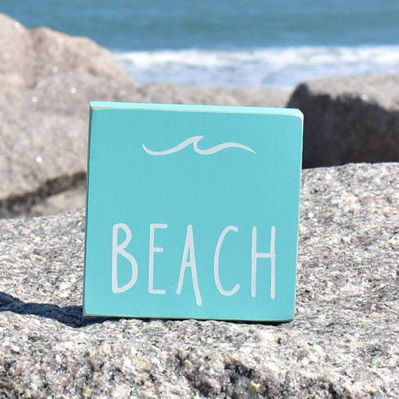 Beach With Wave Wood Shelf Sitter Sign 2 Sizes and 8 Colors - Etsy