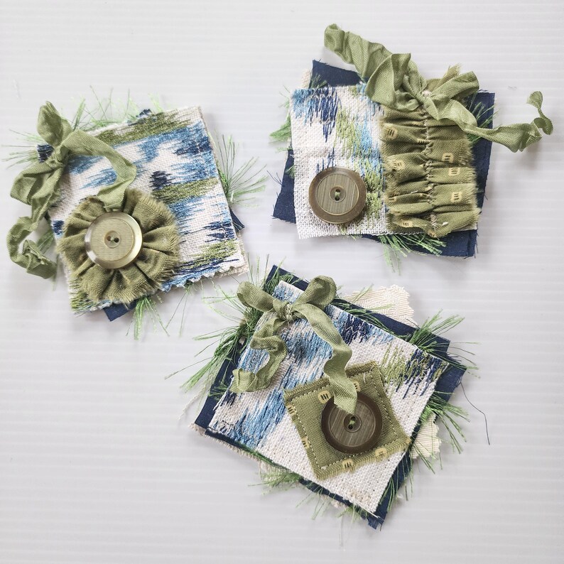 Blue and Green Junk Journal Clusters, Snippet Clusters, Fabric Ephemera ...