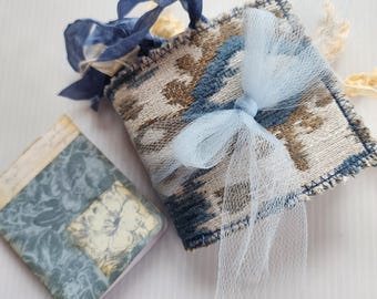One-of-a-kind Handmade Mini Junk Journal Set with Tags, Pockets and Notepads