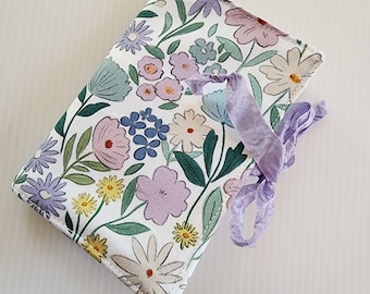 Floral Tea Wallet Organizer: Purple, Pink & Blue Fabric