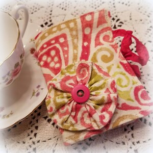 Billetera de té, Té para llevar, Organizador de té, Regalo para amante del té, Regalo para ella, Rosa brillante y verde lima