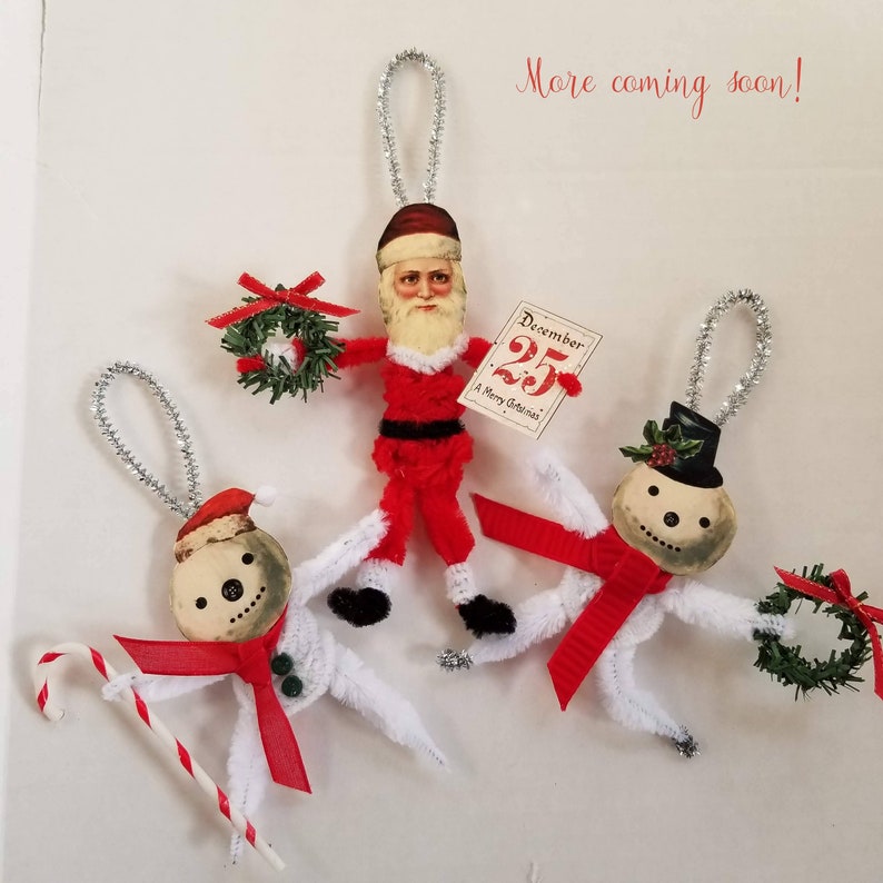 Bump Chenille Santa Ornament Pipe Cleaner Ornament Etsy