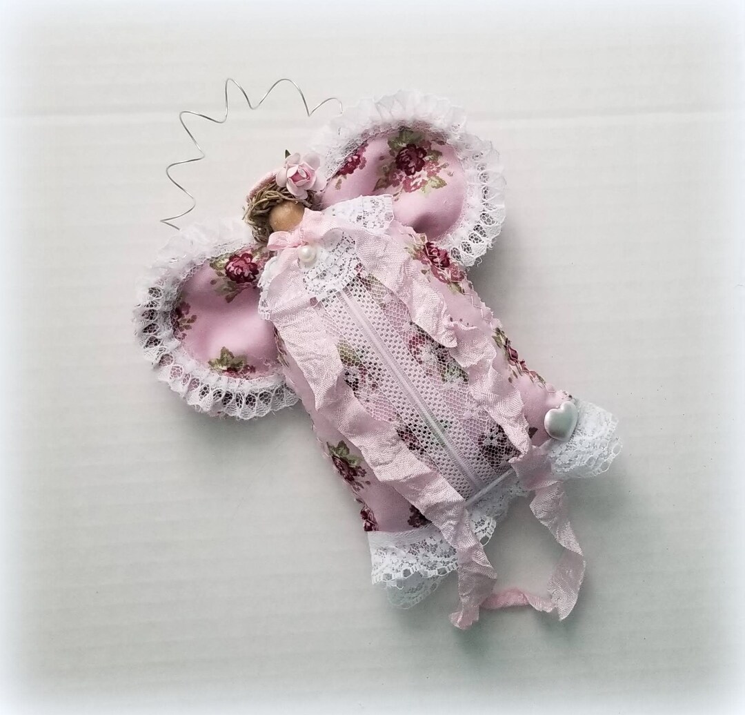 Shabby Pink Clothespin Angel Ornament, Handmade Lace Fabric Angel - Etsy