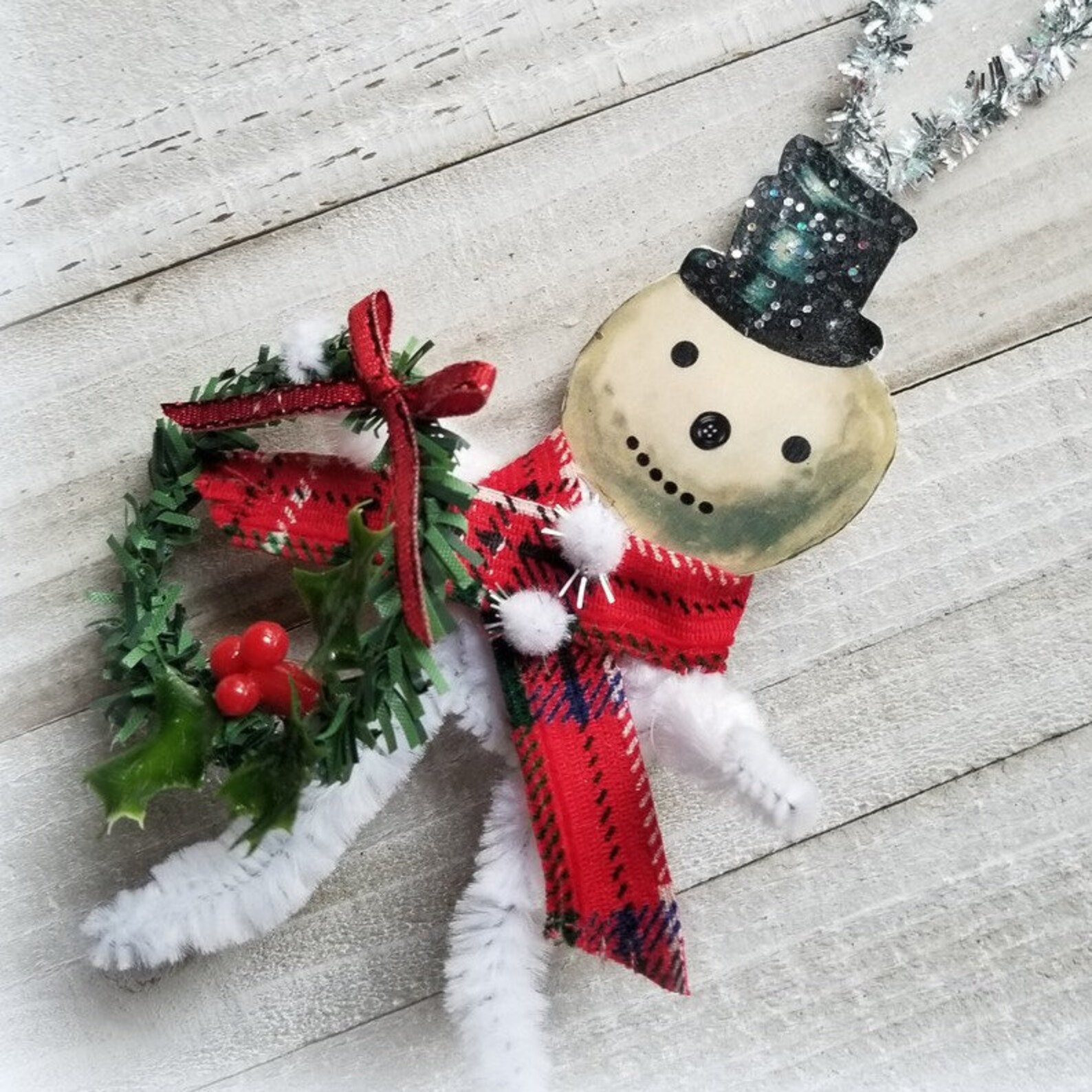 Snowman VintageInspired Chenille Stem Ornament Pipe cleaner Etsy