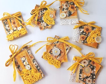 Country Fall Fabric Clusters – Burlap, Lace, Floral Layers (Set of 3 or 4)