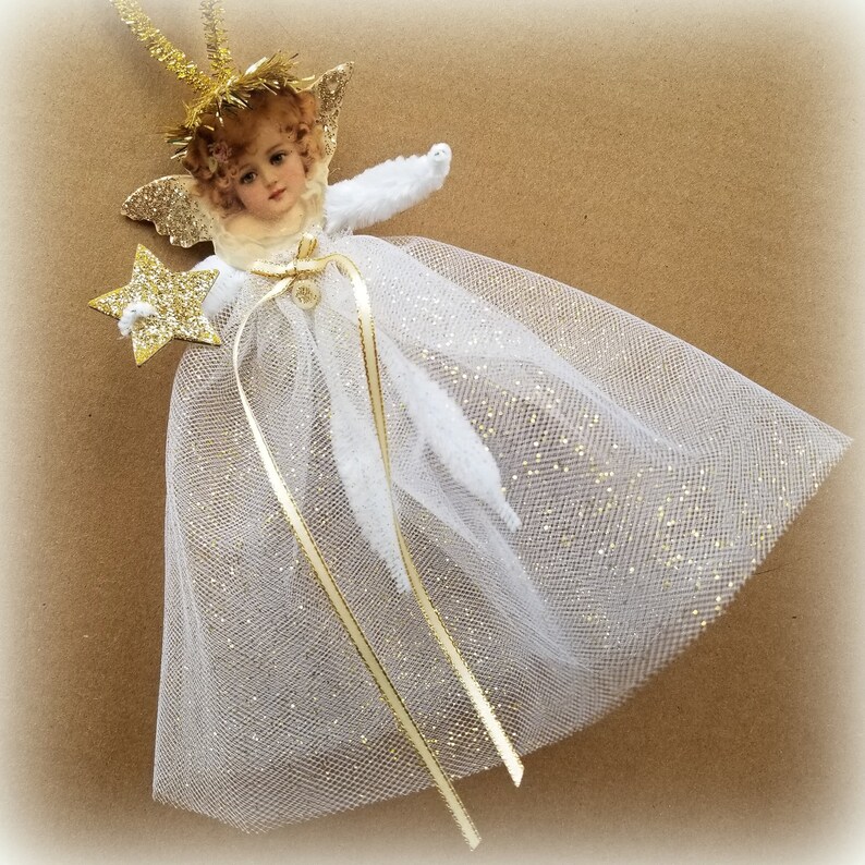 Vintage Style Pipe Cleaner Angel Ornament Bump Chenille Etsy
