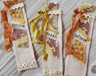 Shabby Chic Fabric & Lace Bookmark: Handmade Journal Accessory