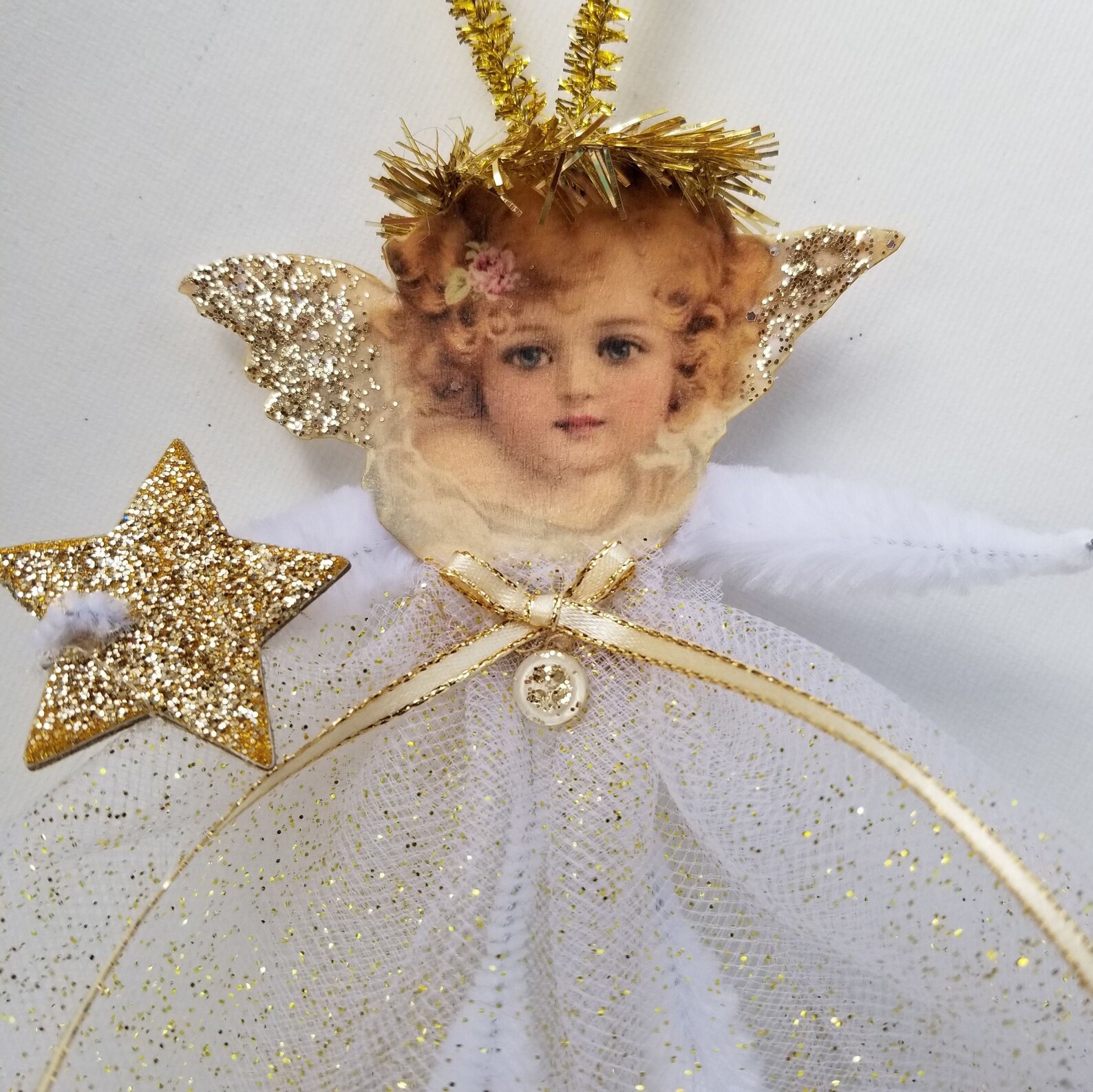 Vintage Style Pipe Cleaner Angel Ornament Bump Chenille Etsy