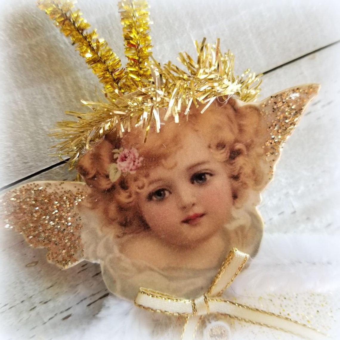 Vintage Style Pipe Cleaner Angel Ornament Bump Chenille Etsy