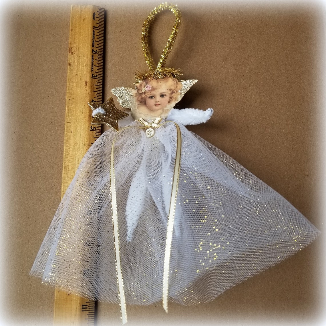 Vintage Style Pipe Cleaner Angel Ornament Bump Chenille Etsy