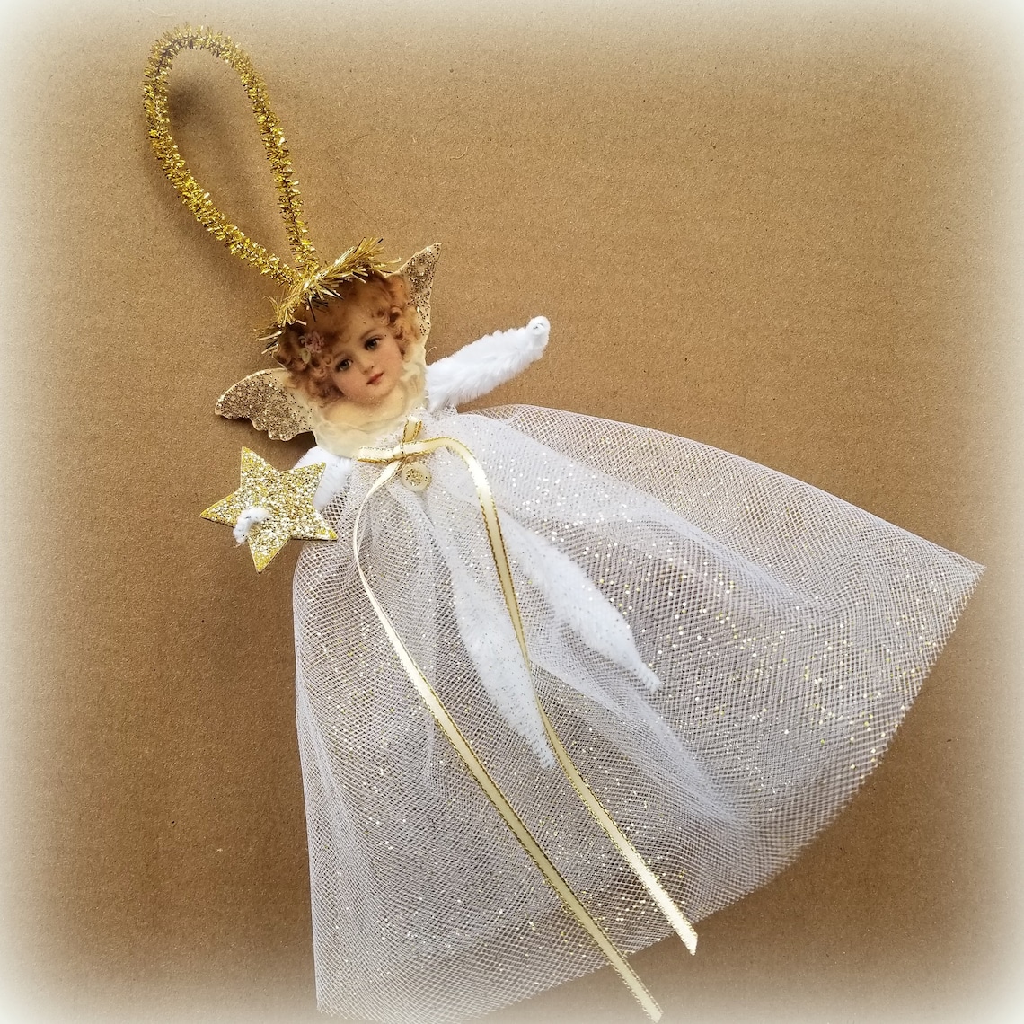 Vintage Style Pipe Cleaner Angel Ornament Bump Chenille Etsy