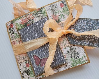 Floral Mini Writing Journal with Notepad: Vintage Inspired Junk Journal