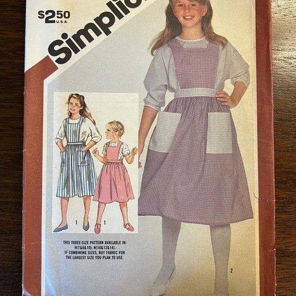 Simplicity 6303 Girls Pinafore Dress and Blouse Sewing Pattern, 1980's