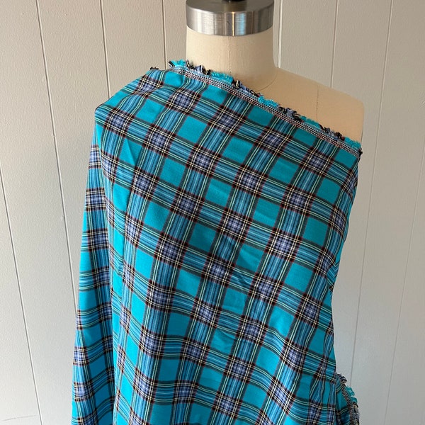 Blue Madras 100 Plaid Silk Shantung