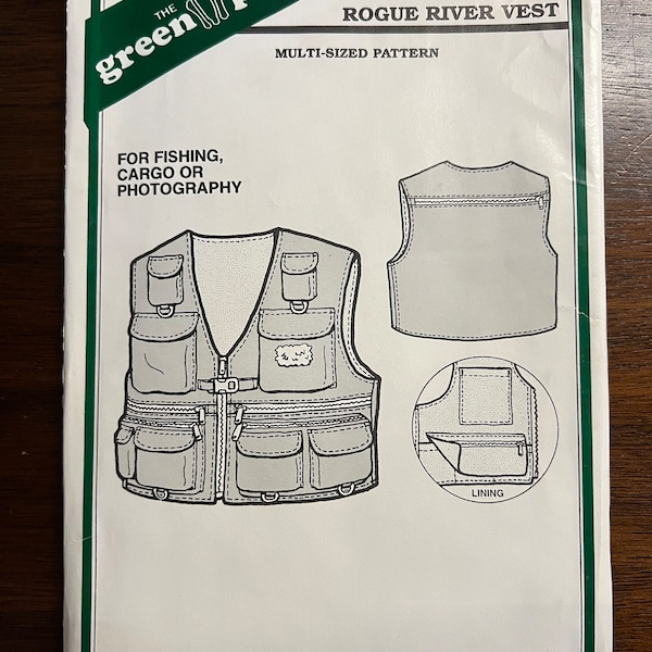 Green Pepper Men's Rogue River Vest Sewing Pattern, 1990's