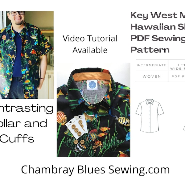 Mens Hawaiian Shirt Sewing Pattern Etsy