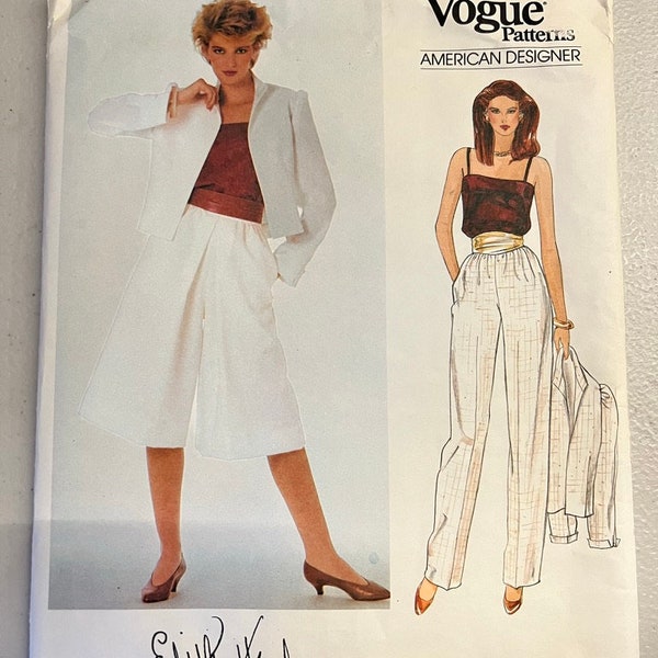 Vogue 2923, Ladies Jacket, Camisole and Pants by Designer Edith Head Sewing Pattern, 1980's