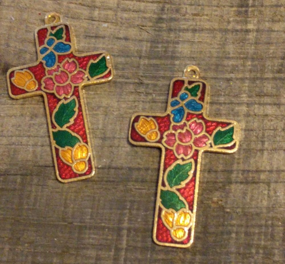 Cloisonné Cross Pendants 2 Etsy