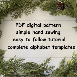 pdf felt Christmas garland PATTERN, Merry Christmas hand sewn stuffed letters, 4 uppercase image 6