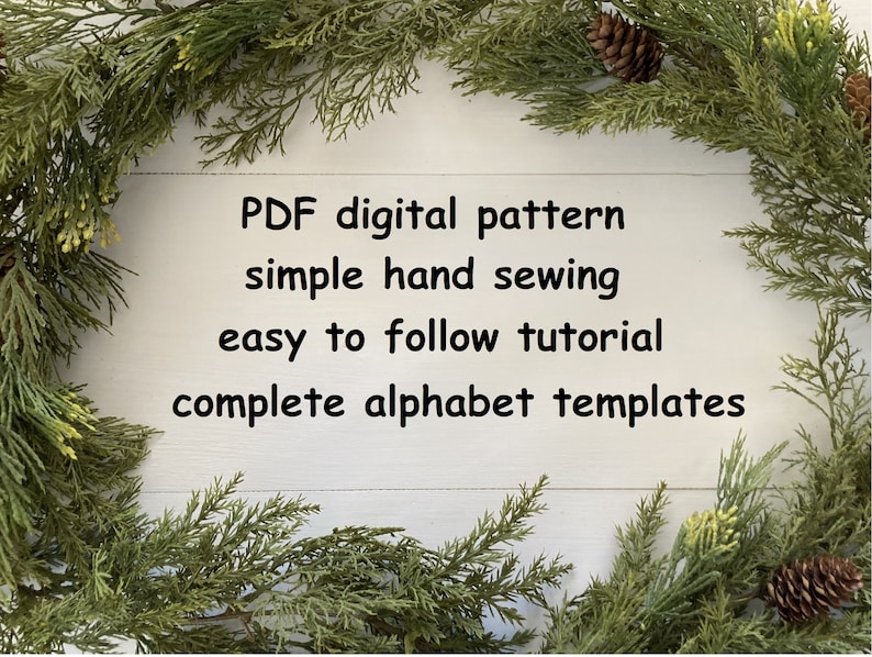 pdf felt Christmas garland PATTERN, Merry Christmas hand sewn stuffed letters, 4 uppercase image 6