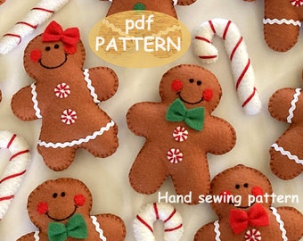 Felt Gingerbread Man PATTERN, Christmas ornaments to make, Holiday Decorations