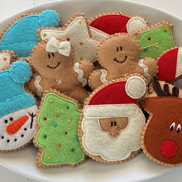 Christmas Felt Ornaments, Christmas Decorations, Kid Friendly Tree Ornaments, Christmas Cookies