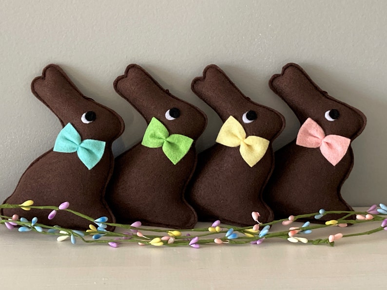 Felt chocolate Bunny Easter Decoration for Easter Basket Bunny Ornaments Spring Decorations image 2