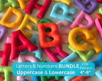 Felt Alphabet PATTERN uppercase lowercase letters numbers, stuffed garlands, ABCs educational toy, pdf