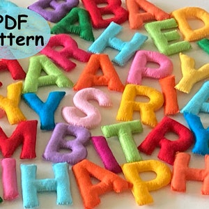 PATRÓN pdf Letras del alfabeto en fieltro para coser a mano, guirnalda rellena, juguete educativo, letras suaves para aprender.
