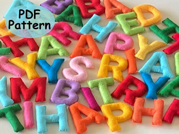 pdf PATTERN Felt Alphabet Letters for hand sewing, stuffed garland, educational toy, soft learning letters.