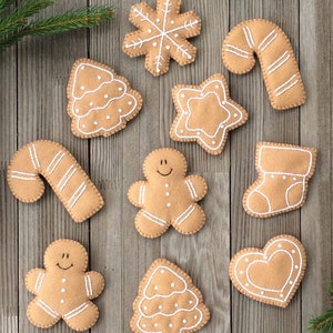 Gingerbread Pattern for Felt Christmas Cookie Decorations - DIY Christmas Ornaments sewing pattern -Gingerbread Garland - image 5