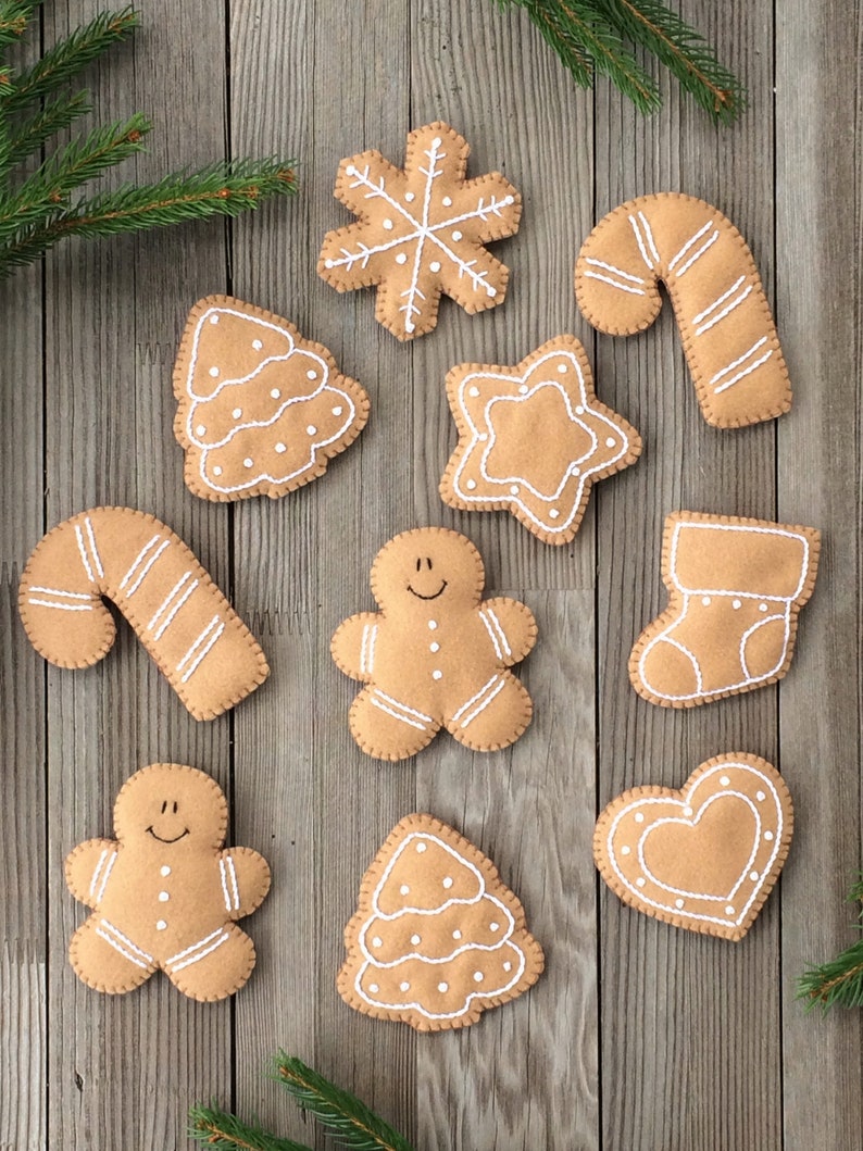 Gingerbread Pattern for Felt Christmas Cookie Decorations - DIY Christmas Ornaments sewing pattern -Gingerbread Garland - image 5
