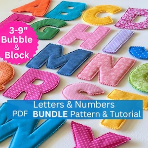 Fabric Alphabet Letters Numbers PATTERN Bundle, Block and Bubble Fonts, 3"- 9" pdf