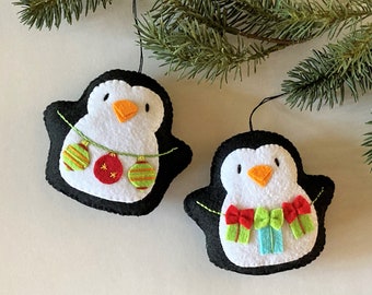 ペンギンのオーナメントパターン フェルトクリスマスデコレーション