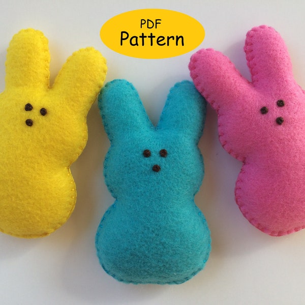 Easter Bunny Felt Ornaments Pattern- Easter Garland -Easter Bunny Decoration -felt marshmallow bunny
