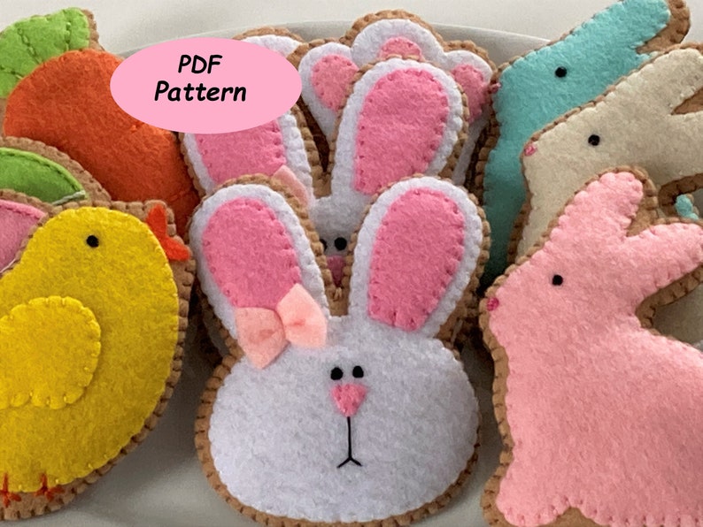 Easter Ornaments Pattern for Felt Easter Cookies Bunny Etsy