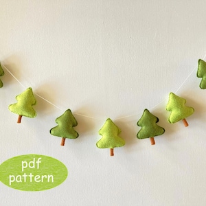Pattern Felt Pine Tree Christmas Garland, farmhouse ornaments & decorations