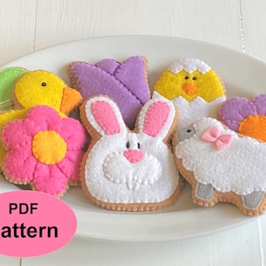 PATTERN Easter felt ornaments, play food cookies -decorations for hand sewing